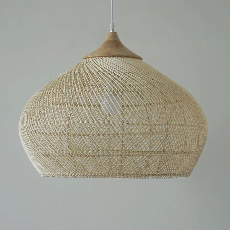 Southeast Asian Handmade Knit Bamboo and Rattan Lamp