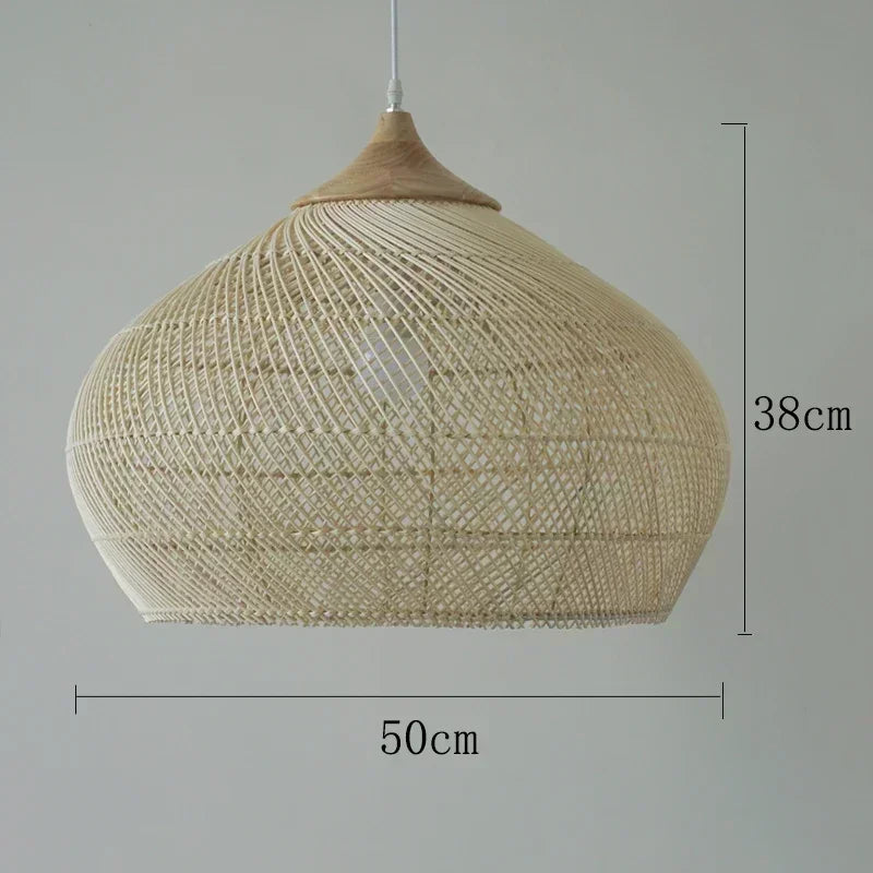 Southeast Asian Handmade Knit Bamboo and Rattan Lamp