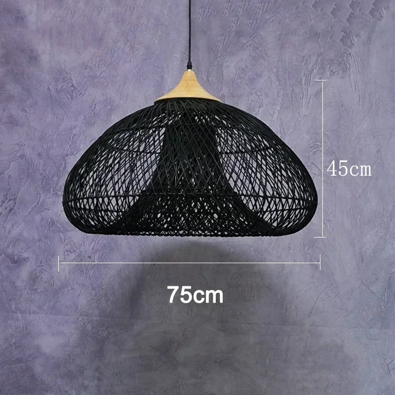 Southeast Asian Handmade Knit Bamboo and Rattan Lamp