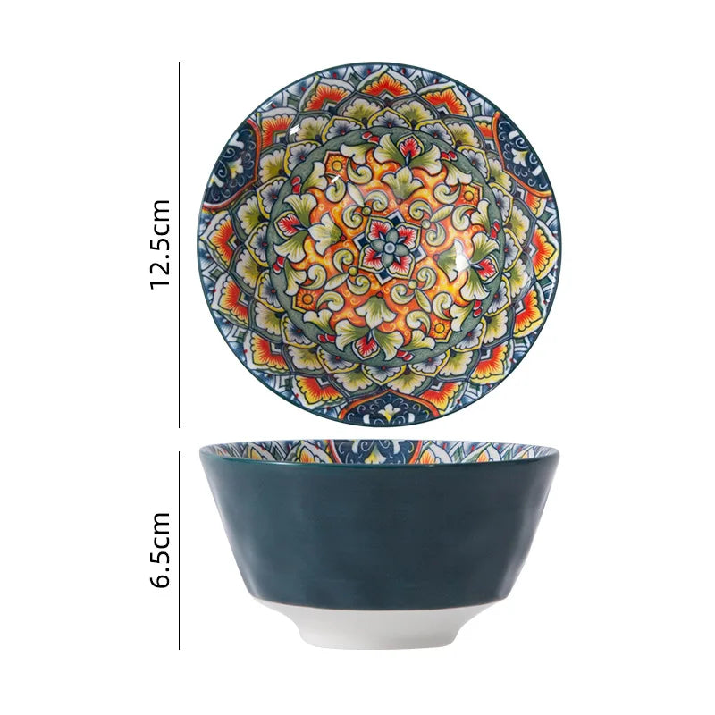 1Pcs Bohemia Retro Ceramic Dinner Plates