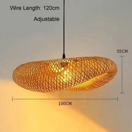 Handmade Rattan Woven Vintage Bamboo Chandalier Light