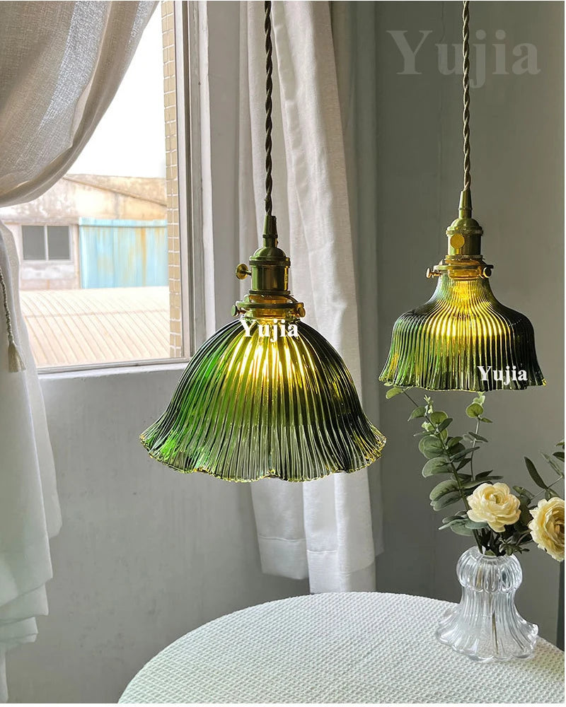 Multi-style Vintage Green Glass Light Fixtures