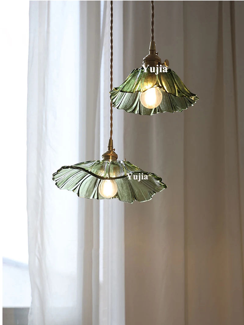 Multi-style Vintage Green Glass Light Fixtures