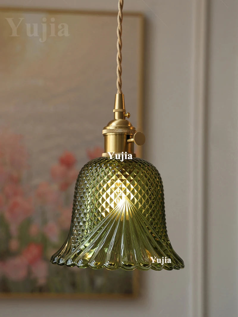 Multi-style Vintage Green Glass Light Fixtures