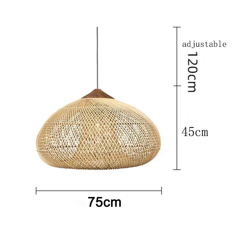 Southeast Asian Handmade Knit Bamboo and Rattan Lamp