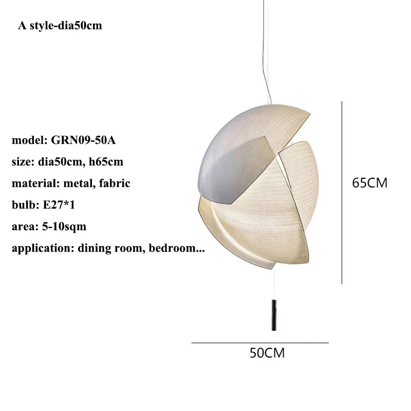 Modern Designer Wabi Sabi Fabric Hanging Lamp Luminaire
