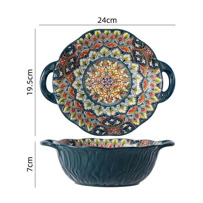 1Pcs Bohemia Retro Ceramic Dinner Plates