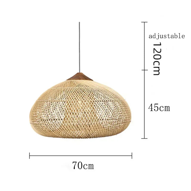 Southeast Asian Handmade Knit Bamboo and Rattan Lamp