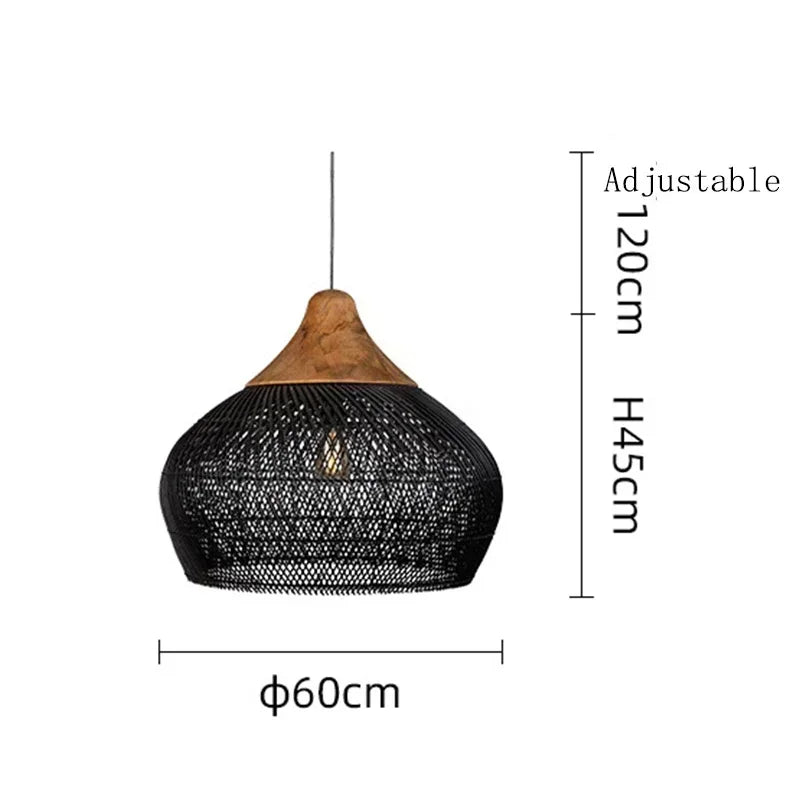 Southeast Asian Handmade Knit Bamboo and Rattan Lamp