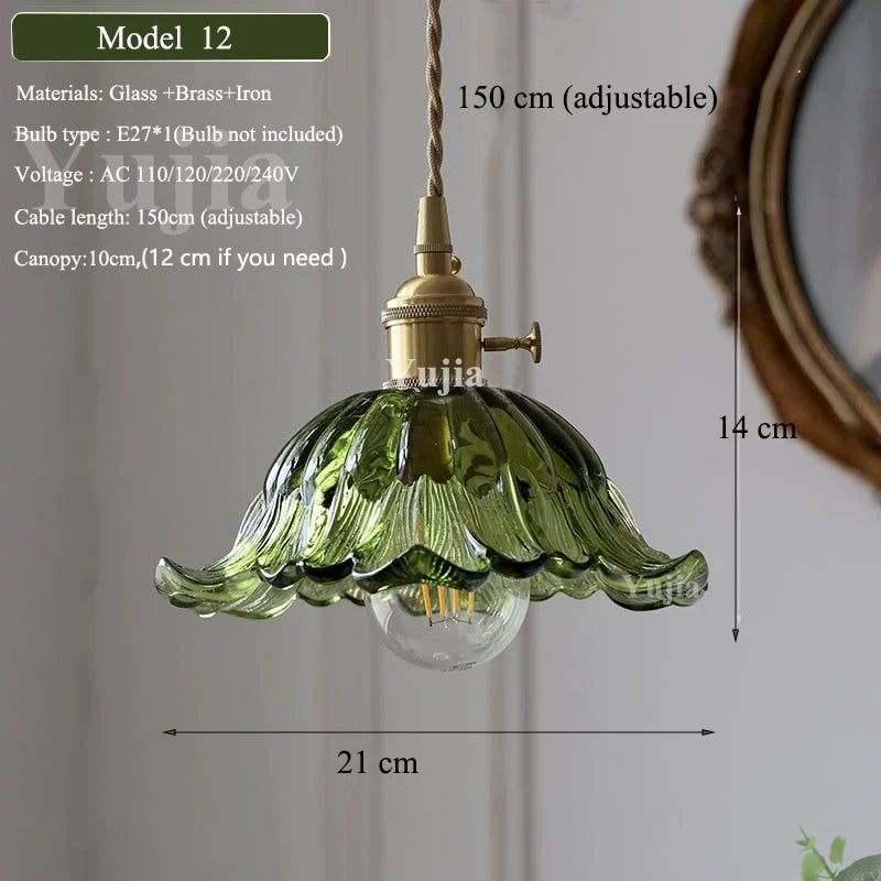 Multi-style Vintage Green Glass Light Fixtures