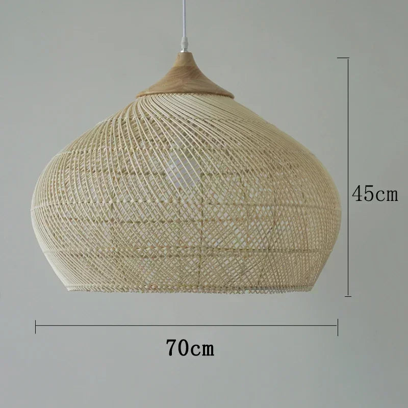 Southeast Asian Handmade Knit Bamboo and Rattan Lamp