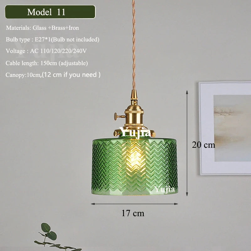 Multi-style Vintage Green Glass Light Fixtures
