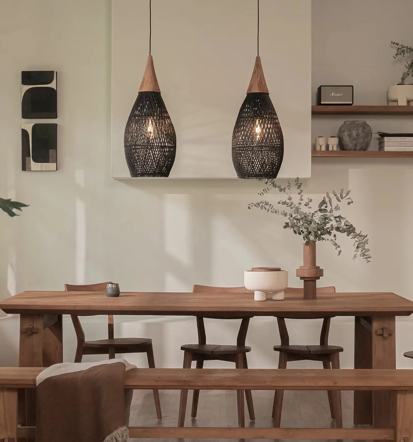 Southeast Asian Handmade Knit Bamboo and Rattan Lamp