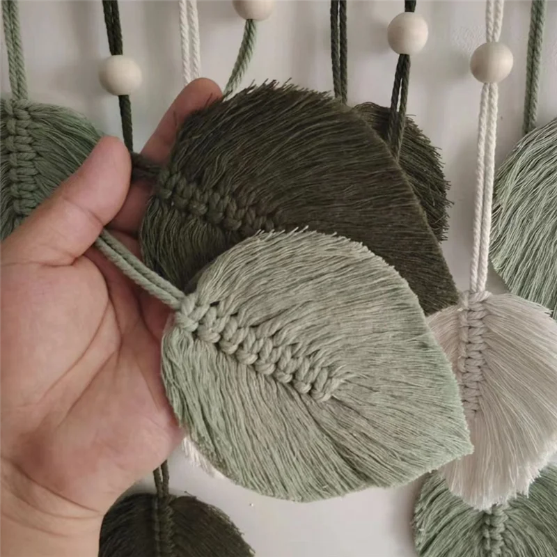 Leaf Macrame Hanging Boho Woven Aesthetic Wall Tapestry