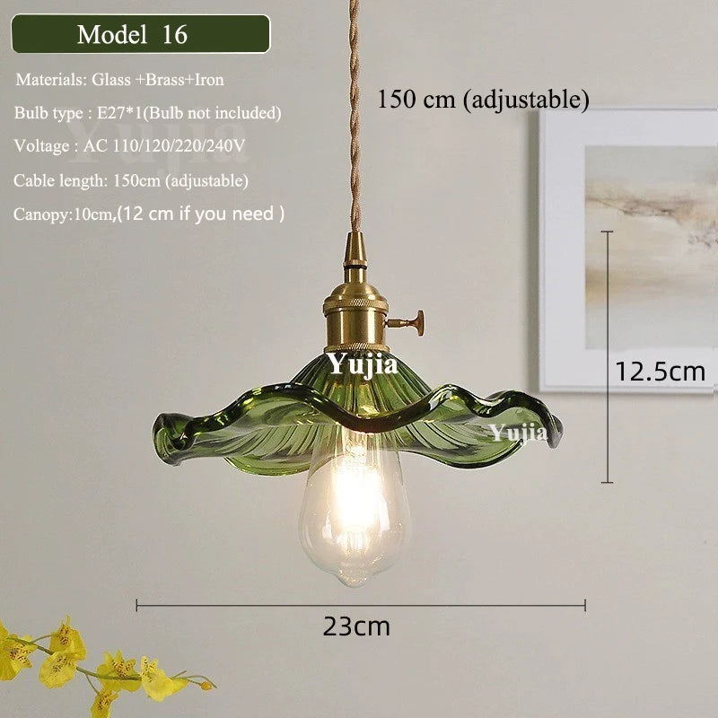 Multi-style Vintage Green Glass Light Fixtures