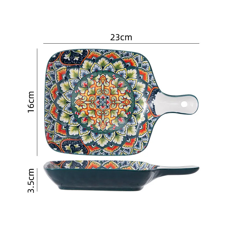 1Pcs Bohemia Retro Ceramic Dinner Plates