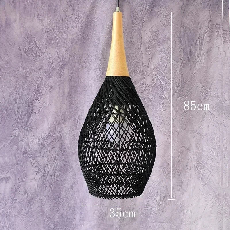 Southeast Asian Handmade Knit Bamboo and Rattan Lamp