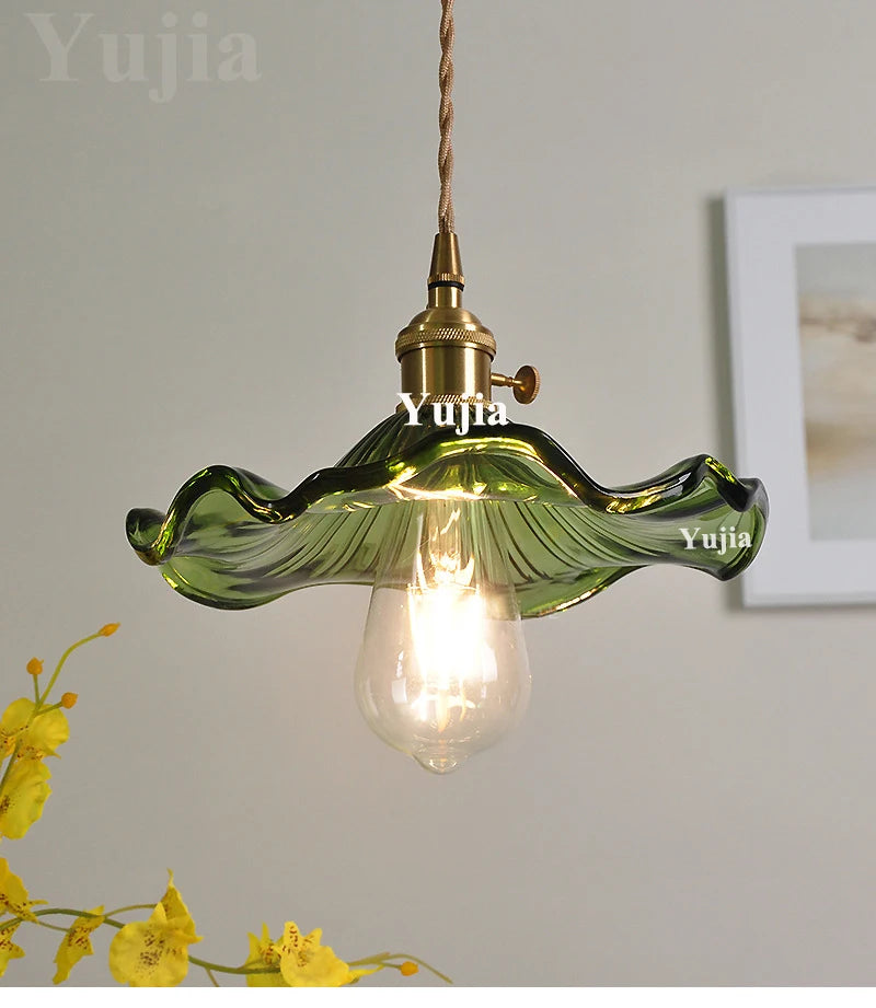 Multi-style Vintage Green Glass Light Fixtures