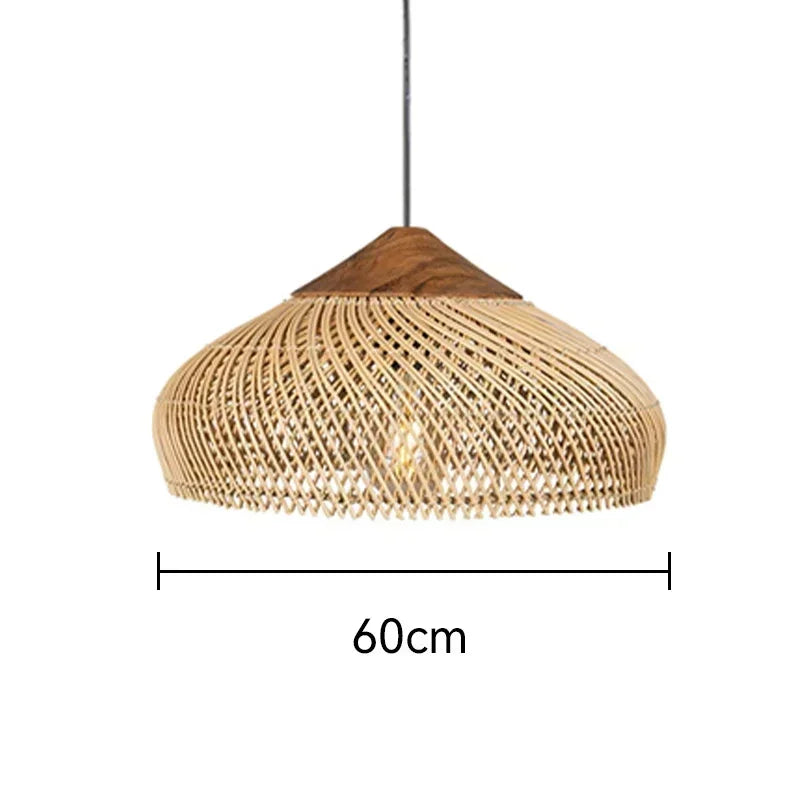 Southeast Asian Handmade Knit Bamboo and Rattan Lamp