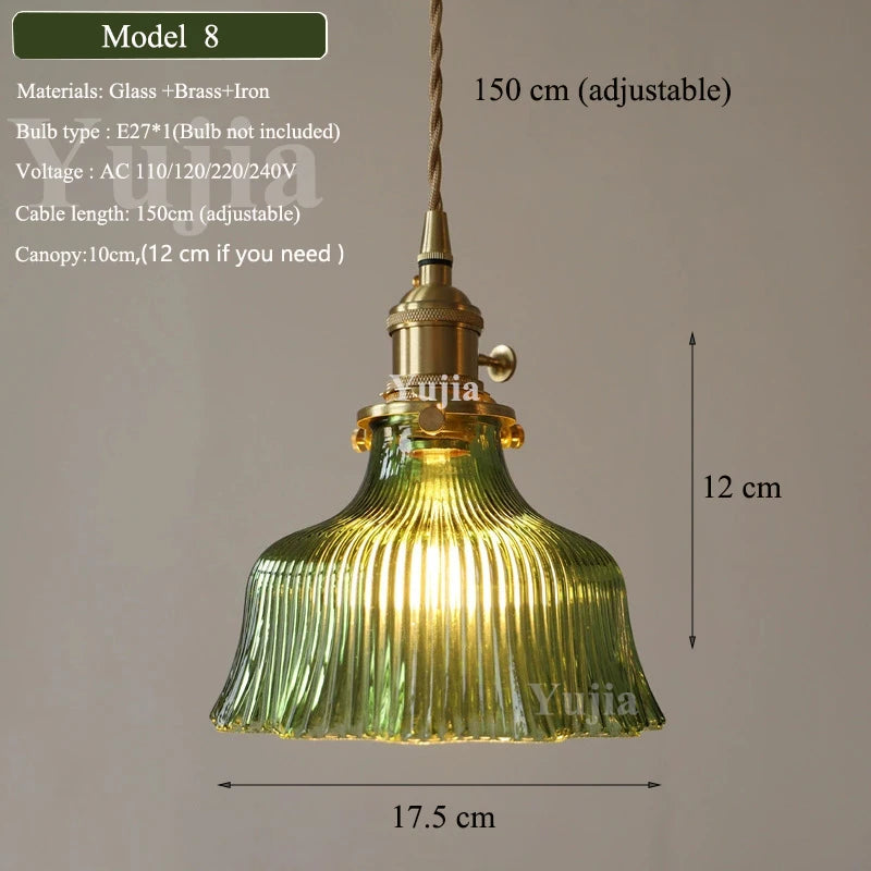 Multi-style Vintage Green Glass Light Fixtures