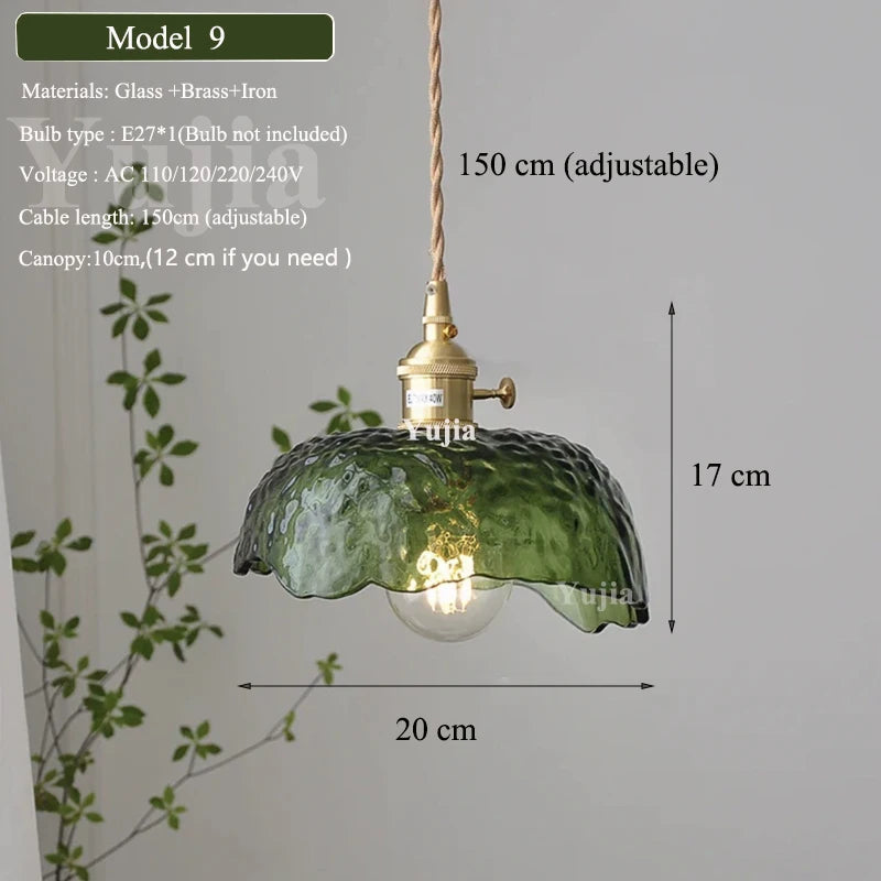Multi-style Vintage Green Glass Light Fixtures