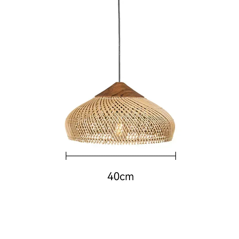 Southeast Asian Handmade Knit Bamboo and Rattan Lamp