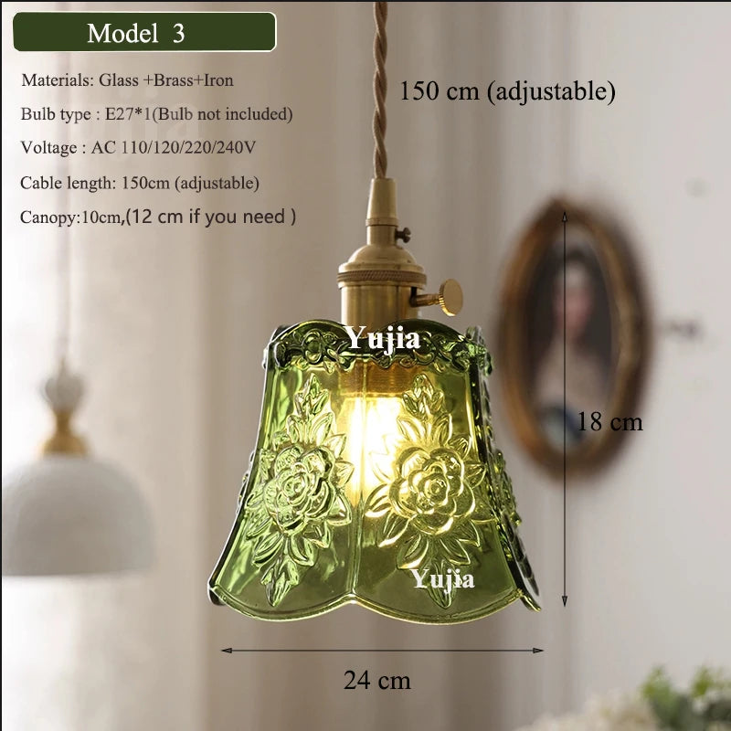 Multi-style Vintage Green Glass Light Fixtures