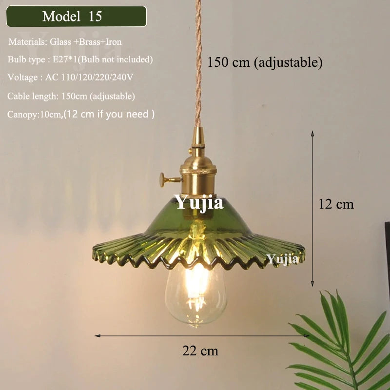 Multi-style Vintage Green Glass Light Fixtures