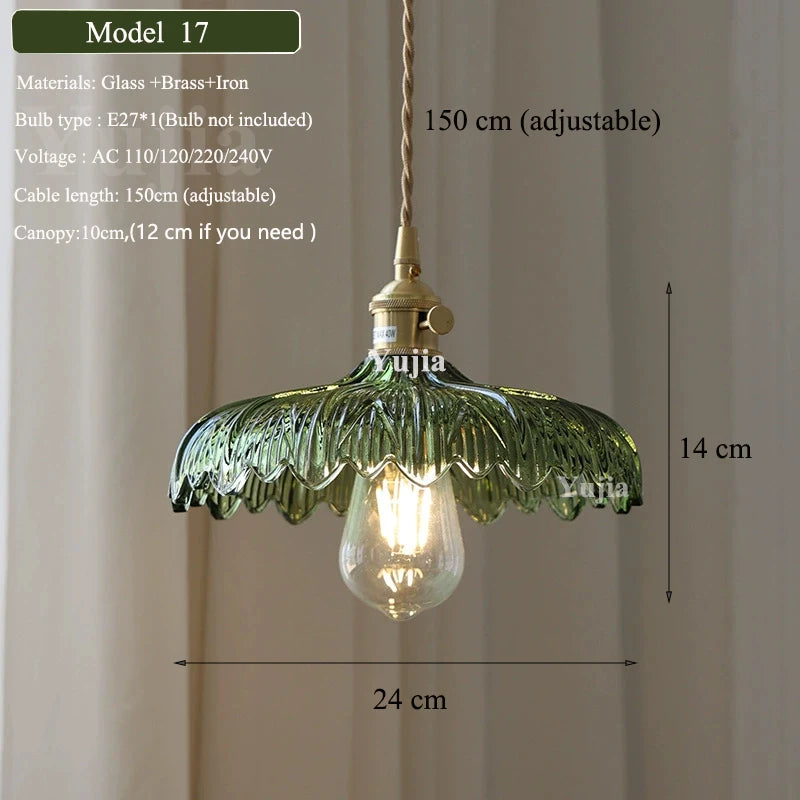Multi-style Vintage Green Glass Light Fixtures