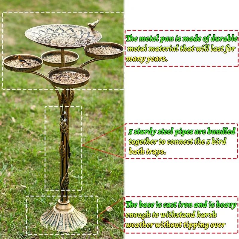 33.5 " Cast Iron Candle Holder, Bird Bath
