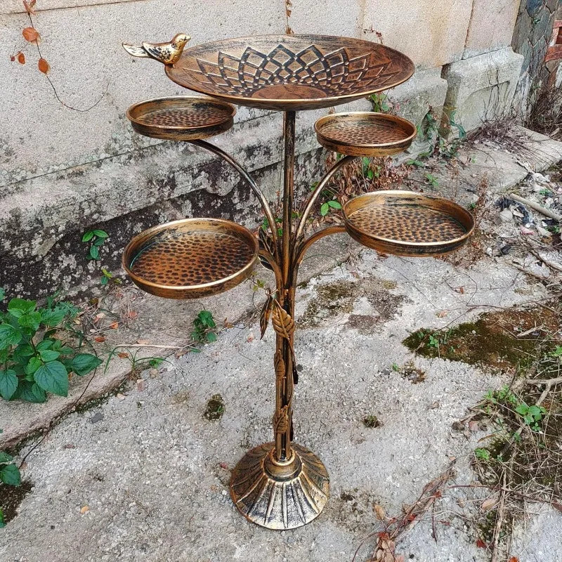 33.5 " Cast Iron Candle Holder, Bird Bath