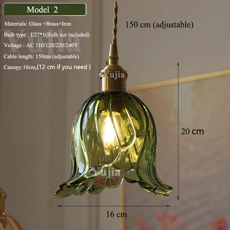 Multi-style Vintage Green Glass Light Fixtures