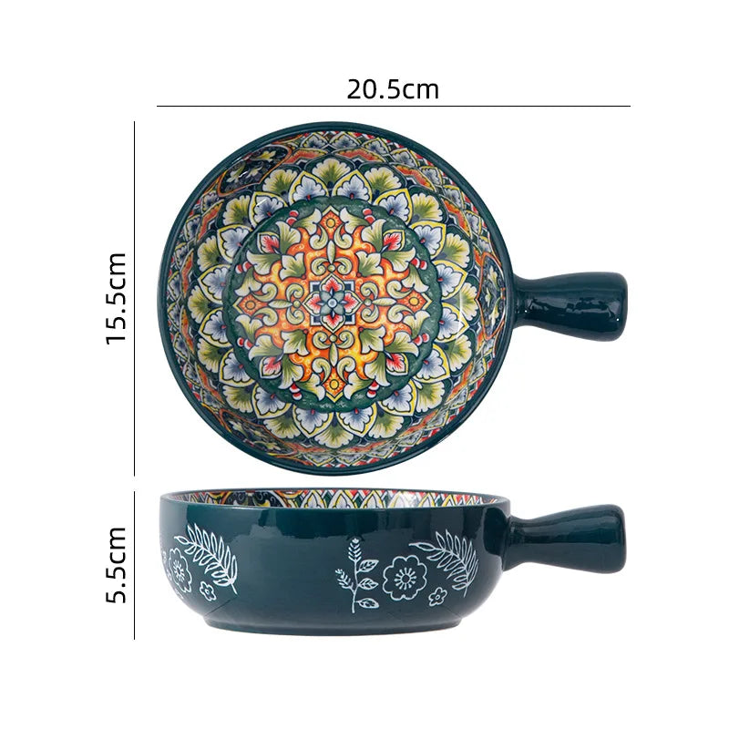 1Pcs Bohemia Retro Ceramic Dinner Plates