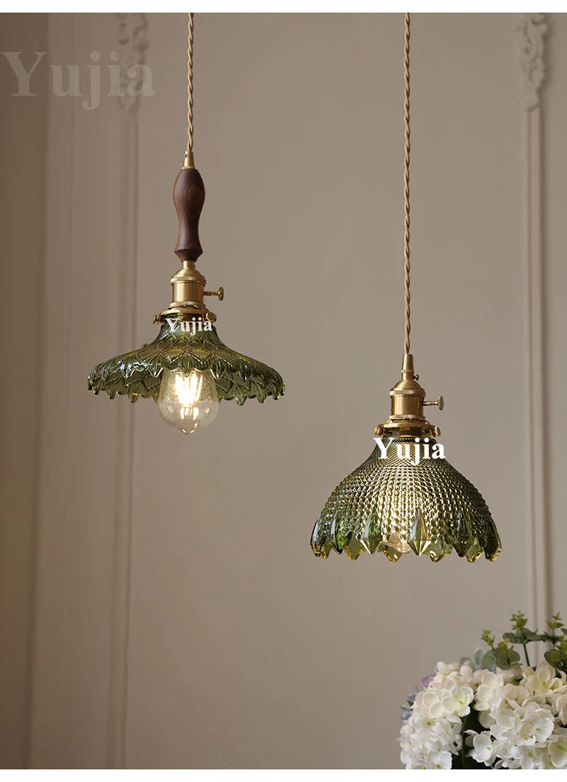 Multi-style Vintage Green Glass Light Fixtures