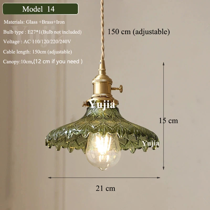 Multi-style Vintage Green Glass Light Fixtures
