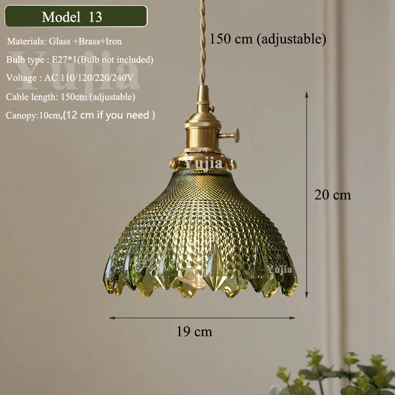 Multi-style Vintage Green Glass Light Fixtures