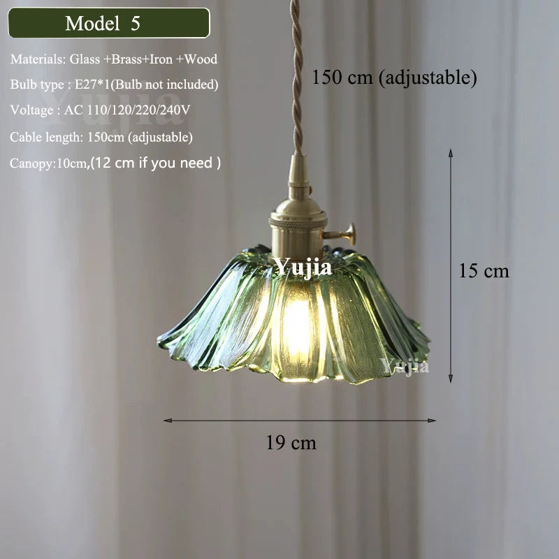 Multi-style Vintage Green Glass Light Fixtures
