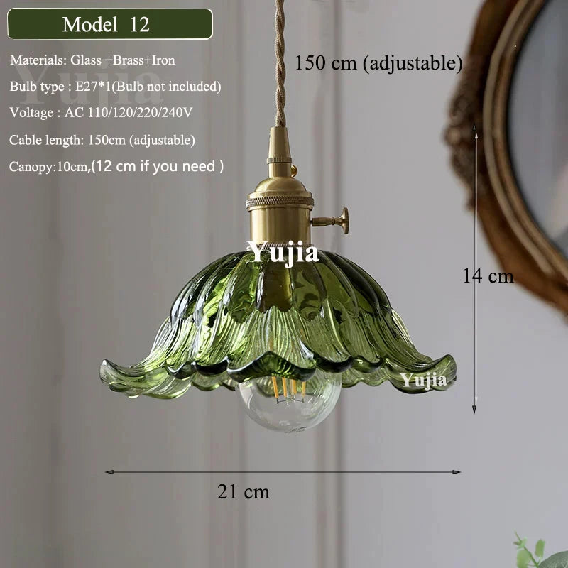 Multi-style Vintage Green Glass Light Fixtures
