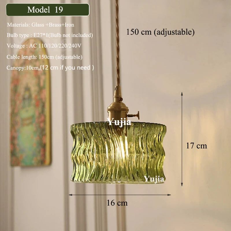 Multi-style Vintage Green Glass Light Fixtures