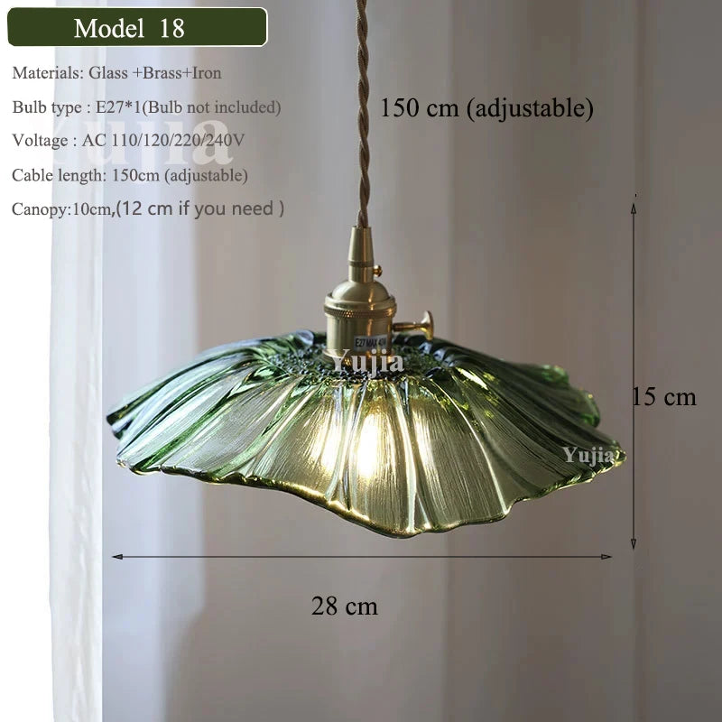 Multi-style Vintage Green Glass Light Fixtures