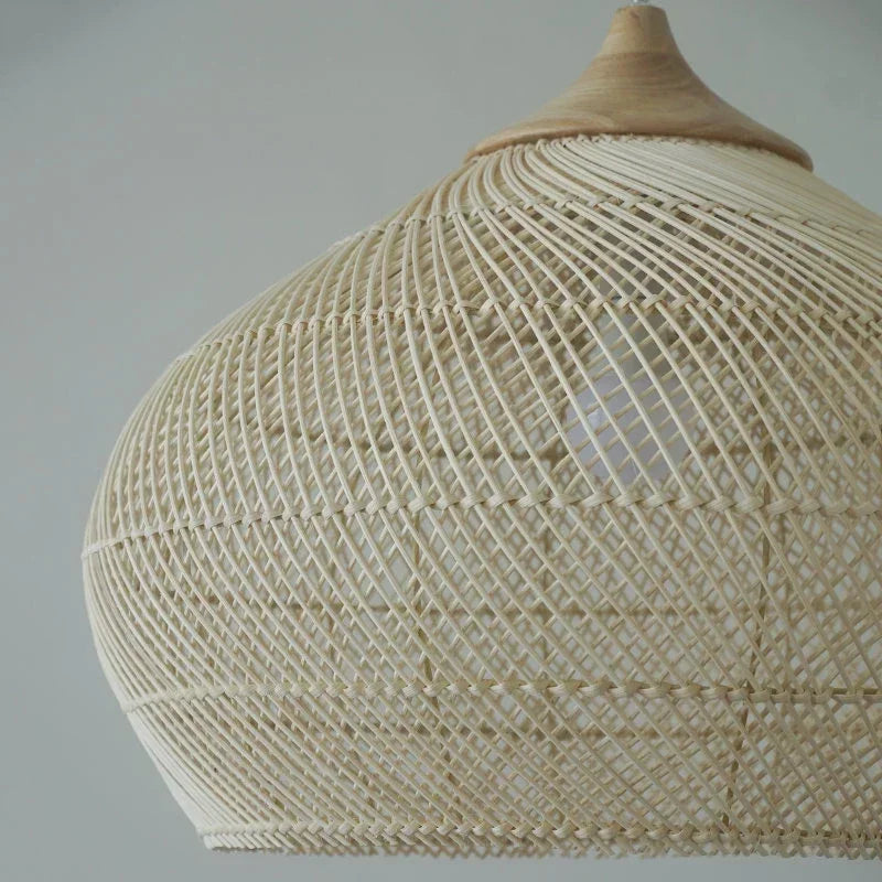 Southeast Asian Handmade Knit Bamboo and Rattan Lamp