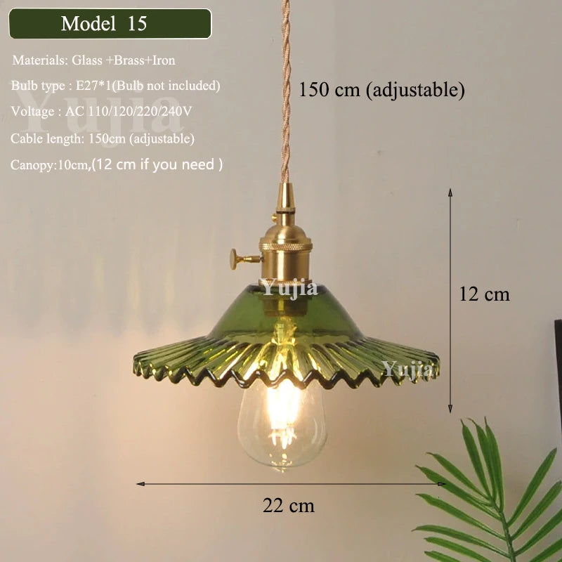 Multi-style Vintage Green Glass Light Fixtures