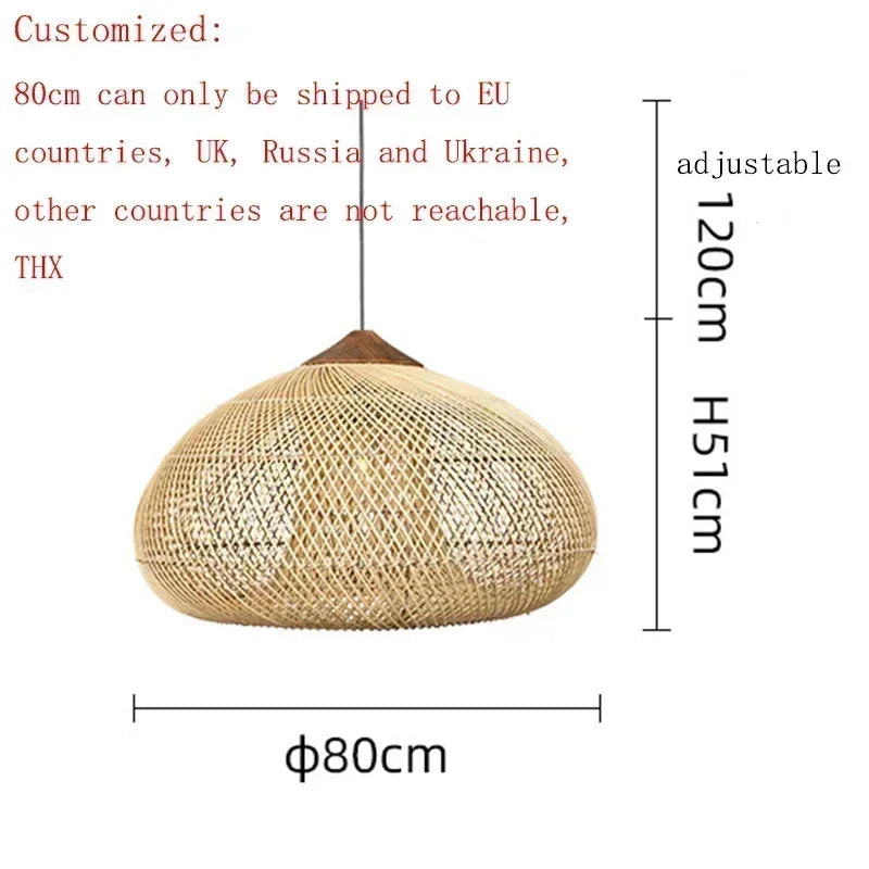 Southeast Asian Handmade Knit Bamboo and Rattan Lamp