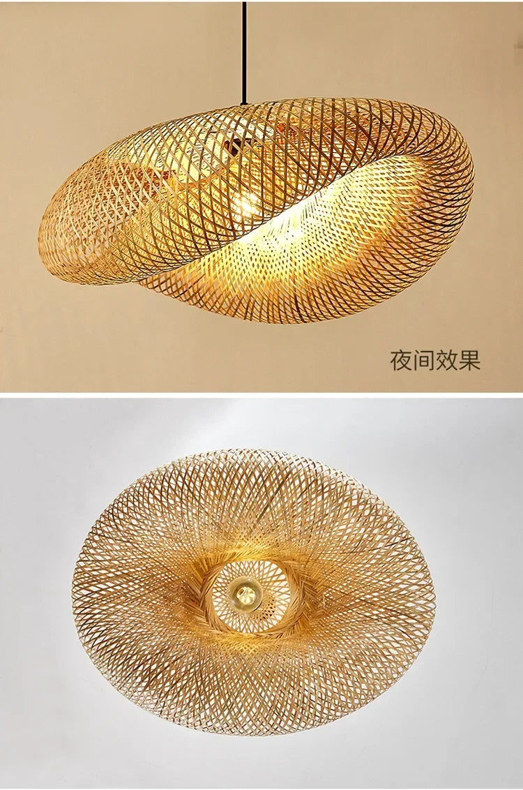 Handmade Rattan Woven Vintage Bamboo Chandalier Light