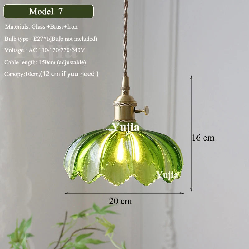 Multi-style Vintage Green Glass Light Fixtures