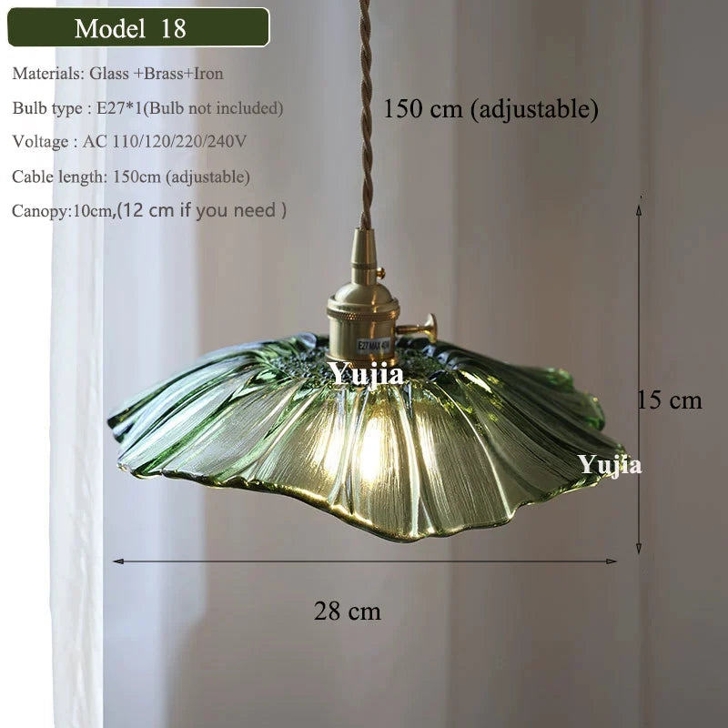 Multi-style Vintage Green Glass Light Fixtures