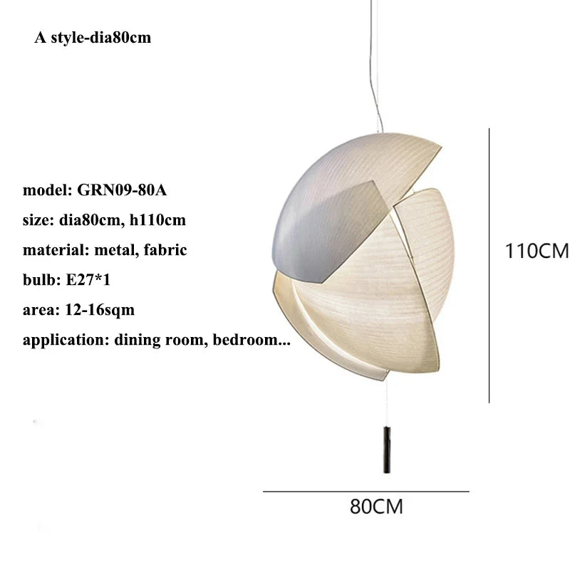 Modern Designer Wabi Sabi Fabric Hanging Lamp Luminaire