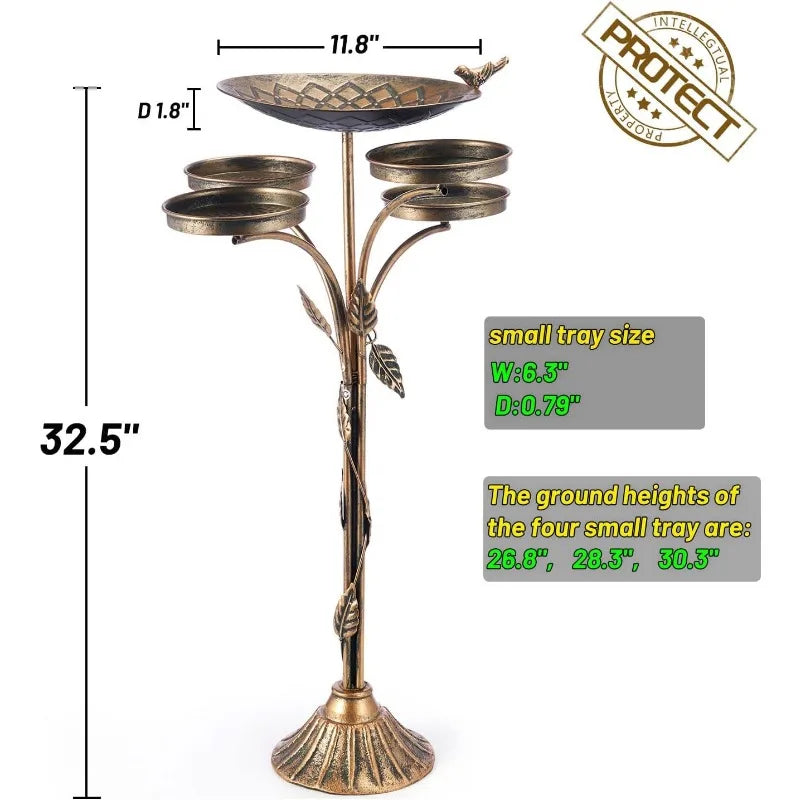 33.5 " Cast Iron Candle Holder, Bird Bath