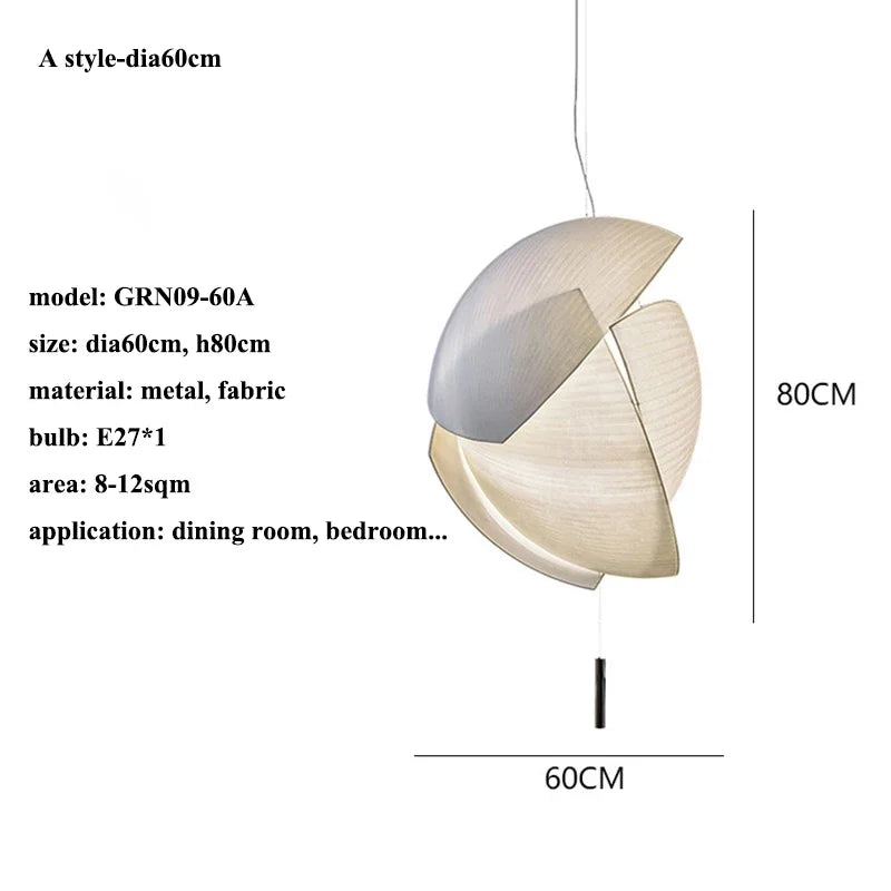 Modern Designer Wabi Sabi Fabric Hanging Lamp Luminaire