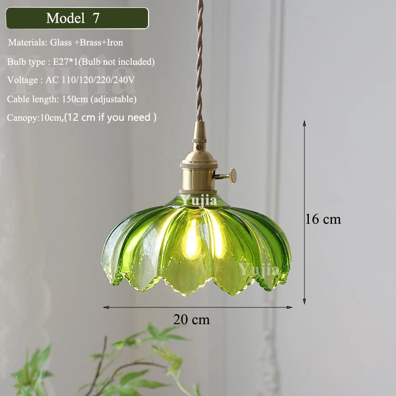 Multi-style Vintage Green Glass Light Fixtures